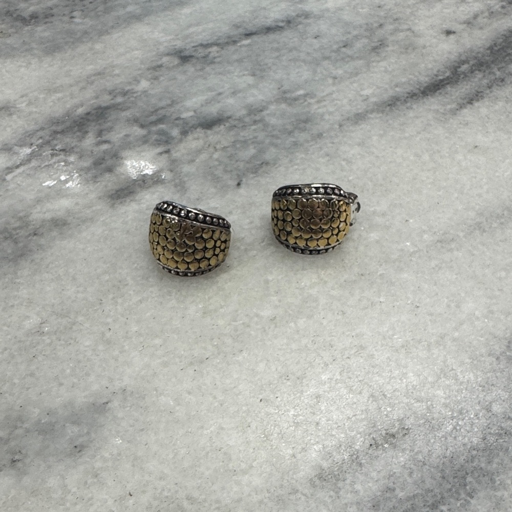 Gold and Silver Textured Clip On Earrings